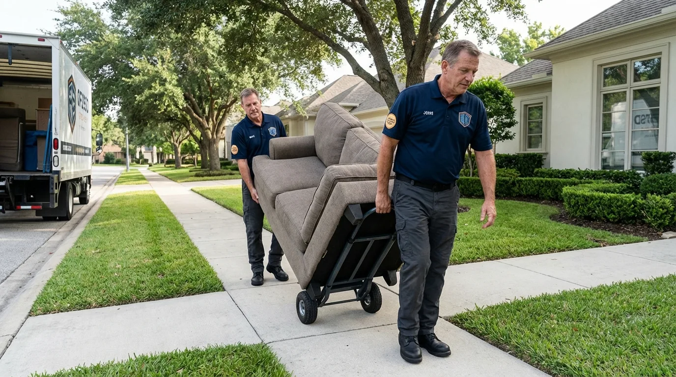 Local residential moving crew loading furniture in Long Lake, MN